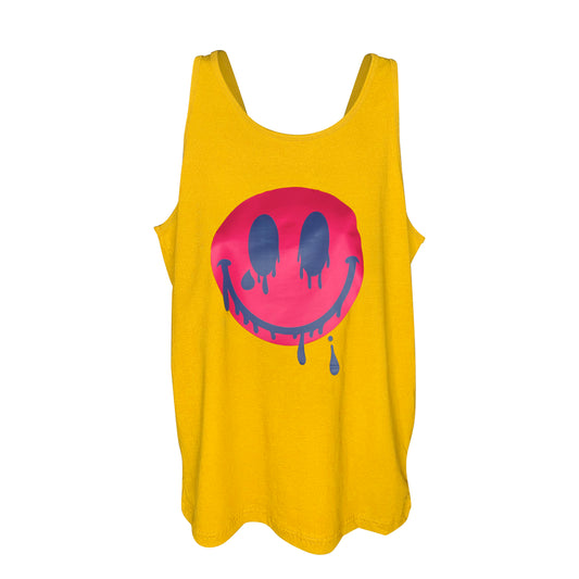 2023 Smiles Series: Pink/Blue Melting Smiley Face Unisex Tank Top
