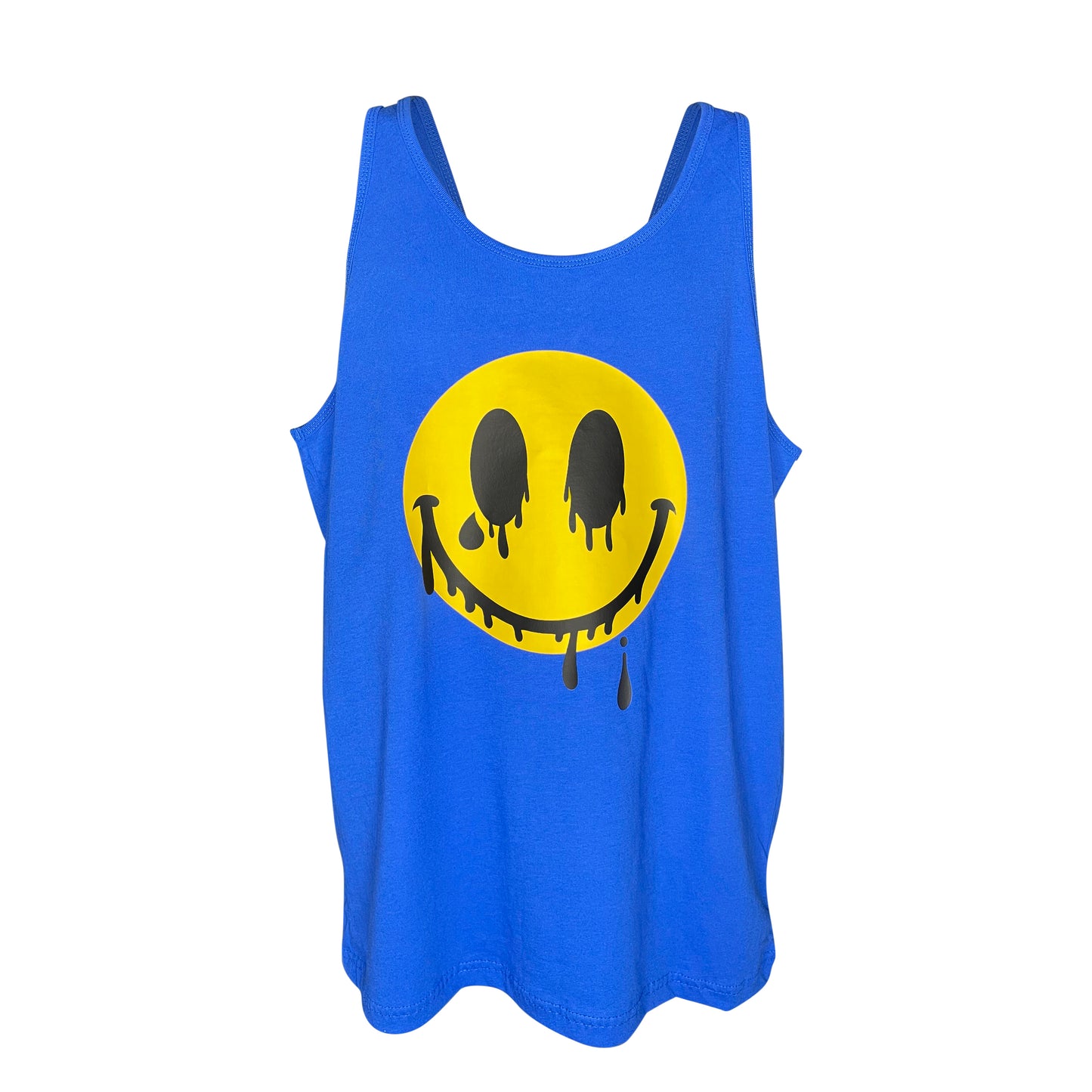 2023 Camiseta sin mangas unisex con cara sonriente derretida en amarillo/negro