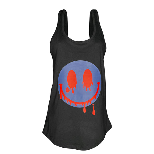 2023 Smiles Series: Blue/Red Melting Smiley Face Women’s Tank Top
