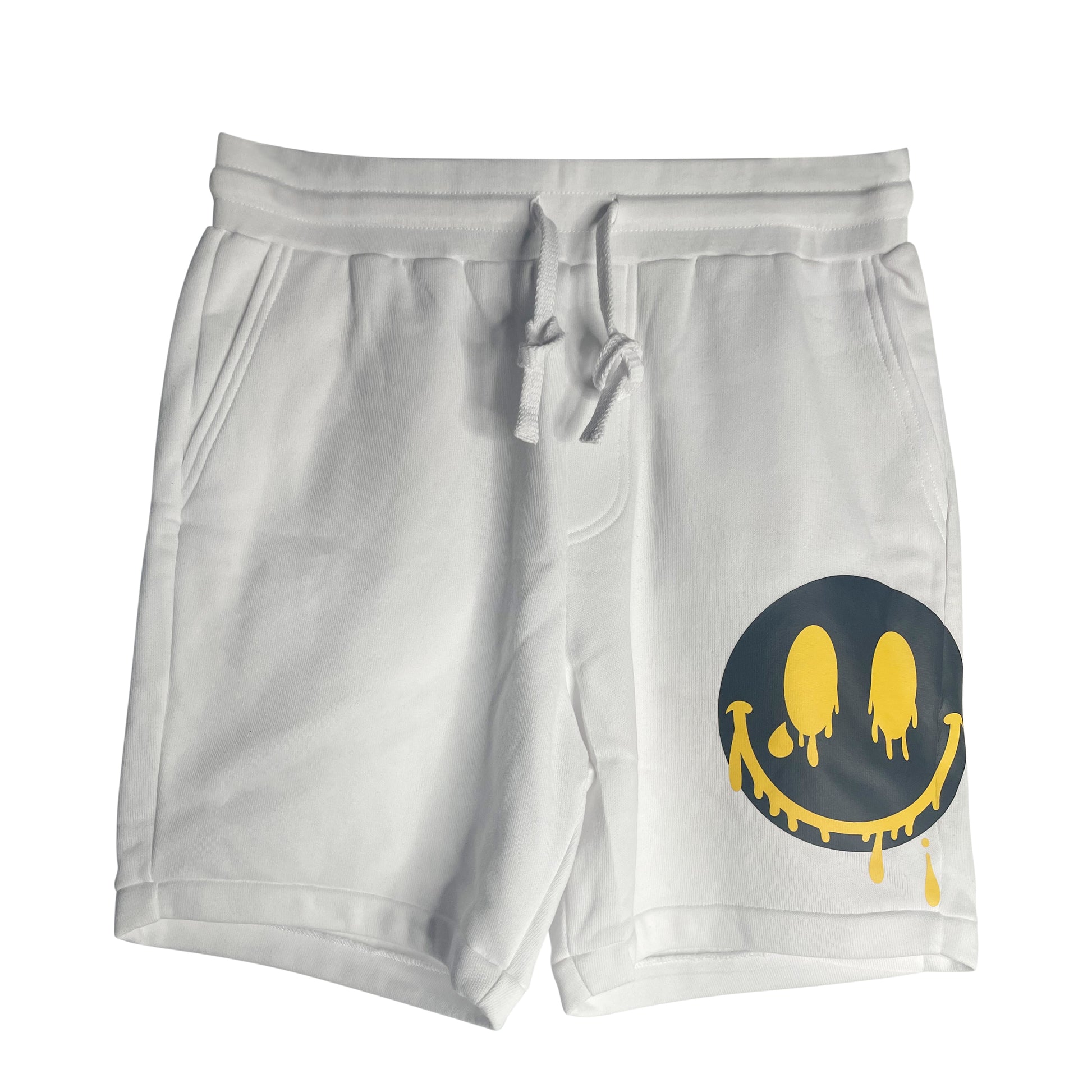 2023 Smiles Series: Black/Yellow Melting Smiley Face Unisex Sweat Short