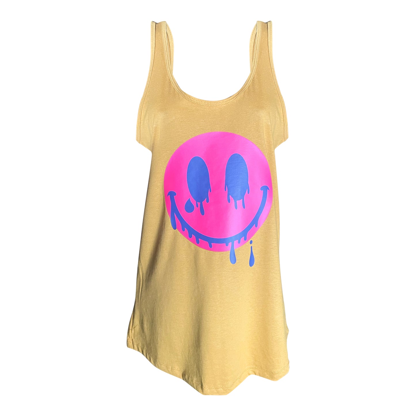 2023 Smiles Series: Pink/Blue Melting Smiley Face Women’s Tank Top