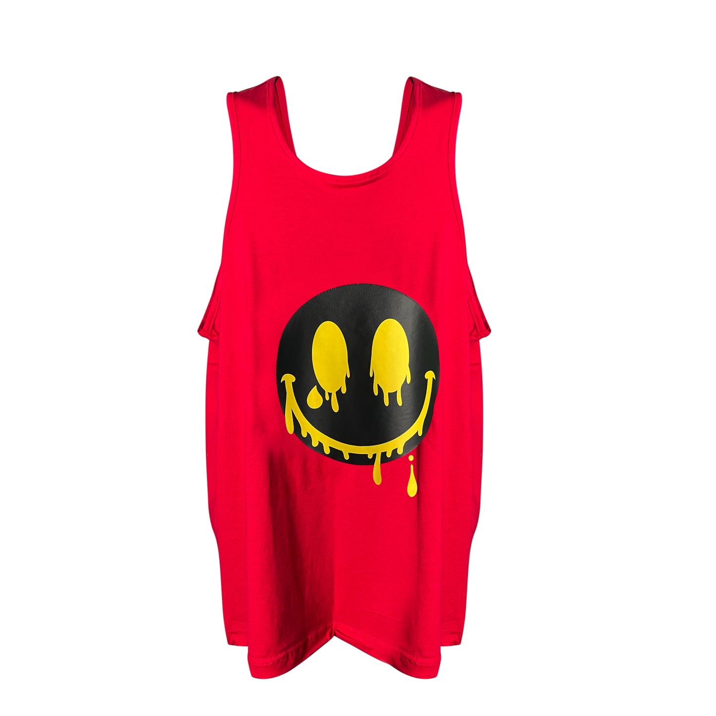 2023 Smiles Series: Black/Yellow Melting Smiley Face Unisex Tank Top